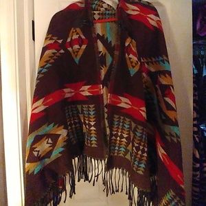 Hooded poncho sweater